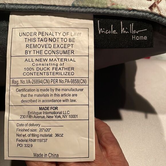 Nicole Miller Velvet Floral Accent Pillow - Picture 3 of 7